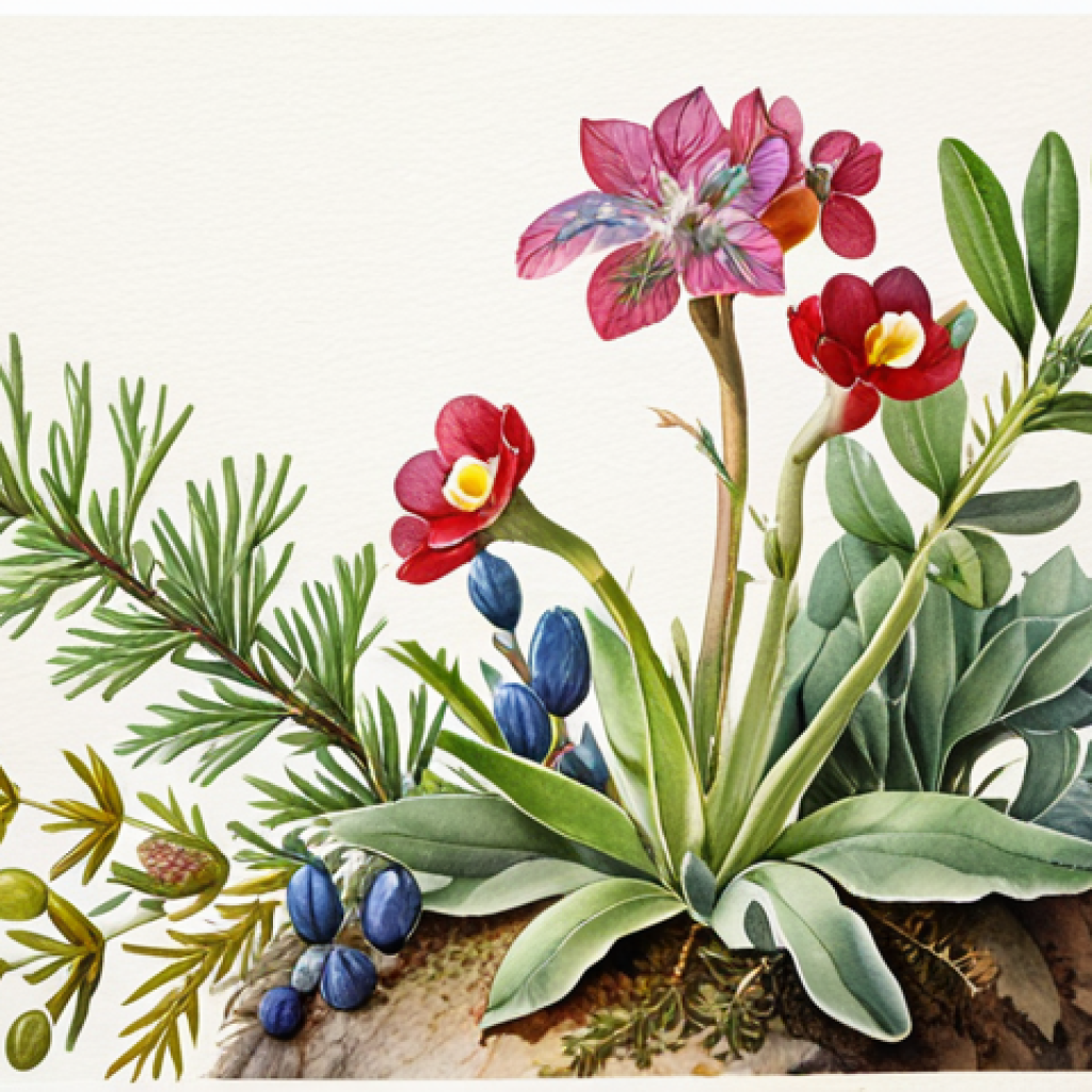 **

A close-up shot of Giovanna Garzotto's delicate watercolor painting depicting alpine flora. Focus on the botanical precision and vibrant colors. Soft, natural lighting. Style: botanical illustration, watercolor painting.

**