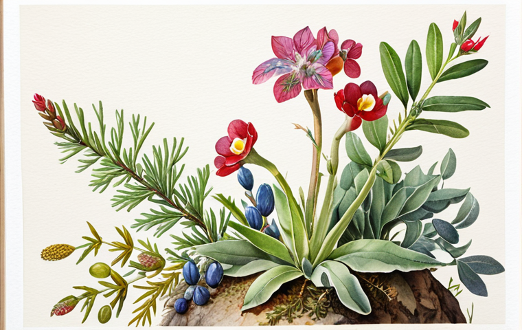 **

A close-up shot of Giovanna Garzotto's delicate watercolor painting depicting alpine flora. Focus on the botanical precision and vibrant colors. Soft, natural lighting. Style: botanical illustration, watercolor painting.

**